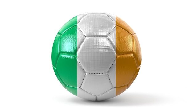 Bandiera nazionale dell'Irlanda sul pallone da calcio 3D'illustrazione