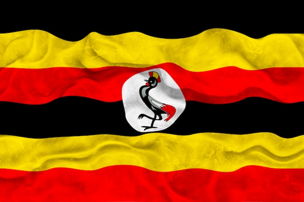 Bandiera nazionale dell'Uganda Sfondo con bandiera dell'Uganda