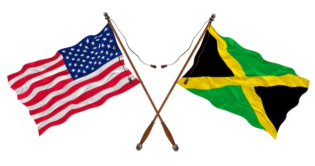 Bandiera nazionale della Giamaica e degli Stati Uniti d'America Sfondo per i progettisti