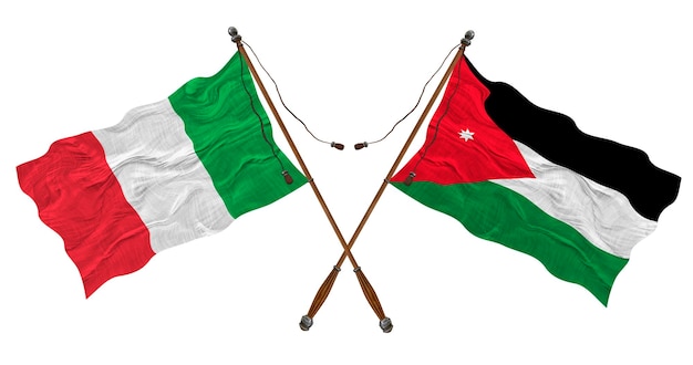Bandiera nazionale della Giordania e dell'Italia Sfondo per i progettisti