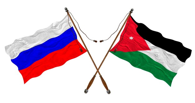 Bandiera nazionale della Giordania e della Russia Sfondo per i progettisti