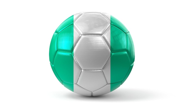 Bandiera nazionale della Nigeria sull'illustrazione 3D del pallone da calcio