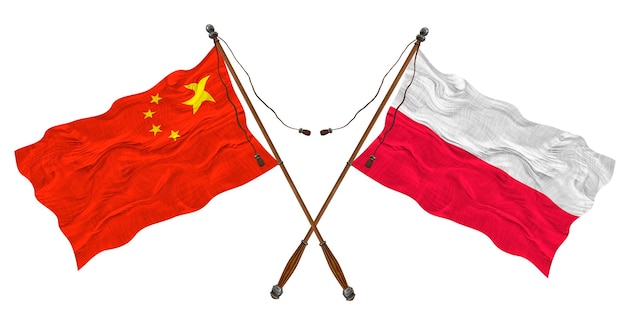 Bandiera nazionale della Polonia e della Cina Sfondo per i progettisti