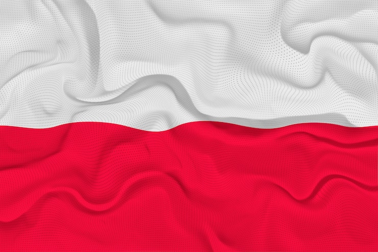 Foto bandiera nazionale della polonia sfondo con bandiera della polonia