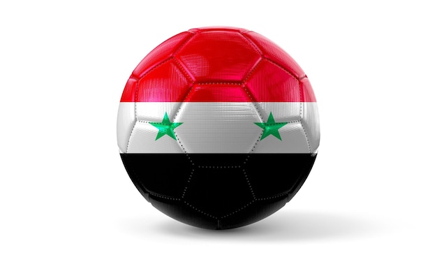 Bandiera nazionale della Siria sul pallone da calcio illustrazione 3D