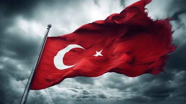 Bandiera nazionale della Turchia con proporzioni corrette e combinazione di colori Generative Ai