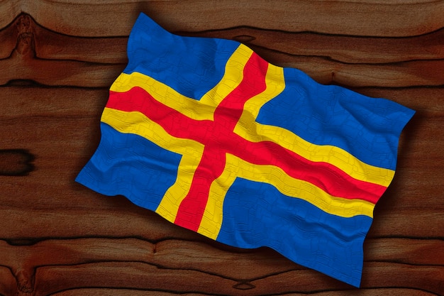 Bandiera nazionale delle Isole Aland Sfondo con bandiera delle Isole Aland
