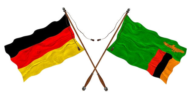 Bandiera nazionale dello Zambia e della Germania Sfondo per i progettisti