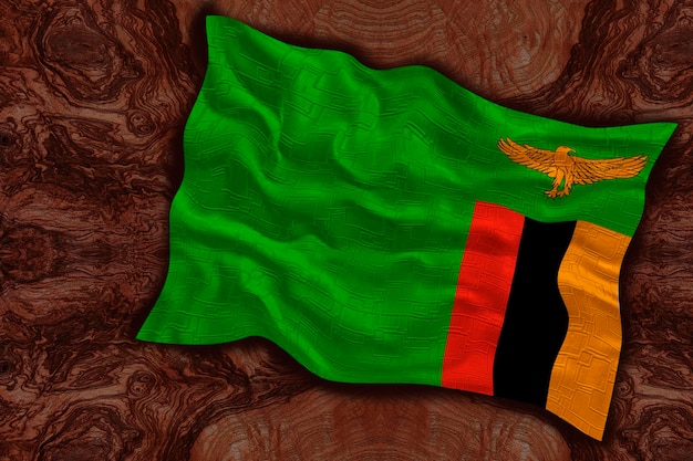 Bandiera nazionale dello Zambia Sfondo con bandiera dello Zambia