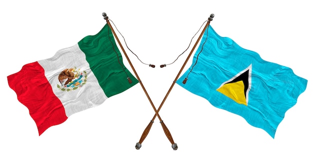 Bandiera nazionale di Santa Lucia e Messico Sfondo per i progettisti