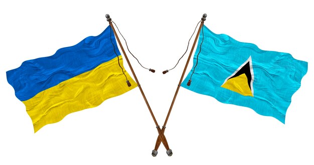 Bandiera nazionale di Santa Lucia e Ucraina Sfondo per i progettisti