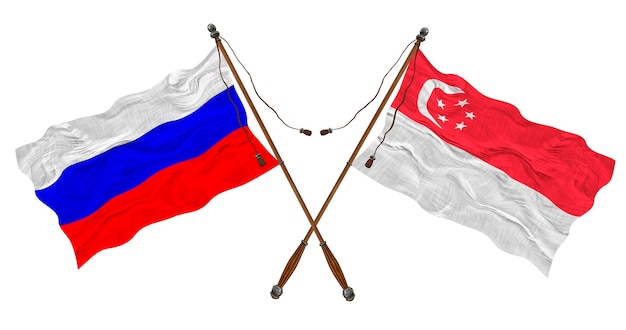 Bandiera nazionale di Singapore e Russia Sfondo per i progettisti