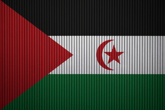 Bandiera nazionale dipinta del Sahara occidentale su un muro di cemento