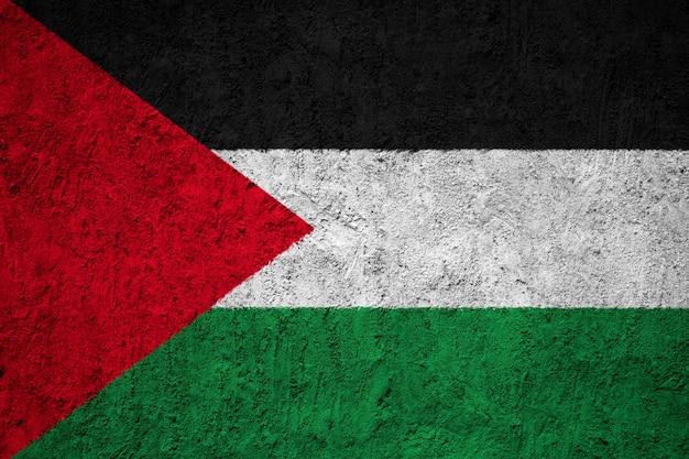 Bandiera nazionale dipinta della Palestina su un muro di cemento