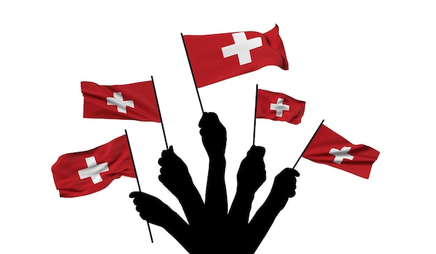 Bandiera nazionale svizzera sventolata d rendering