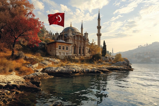 bandiera nazionale turca rossa e bianca con una stella
