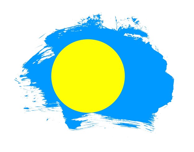Bandiera Palau dipinta su sfondo minimo tratto di pennello