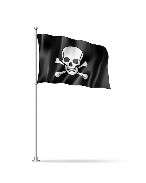 Bandiera pirata Jolly Roger isolata on white