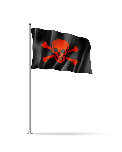 Bandiera pirata Jolly Roger isolata on white