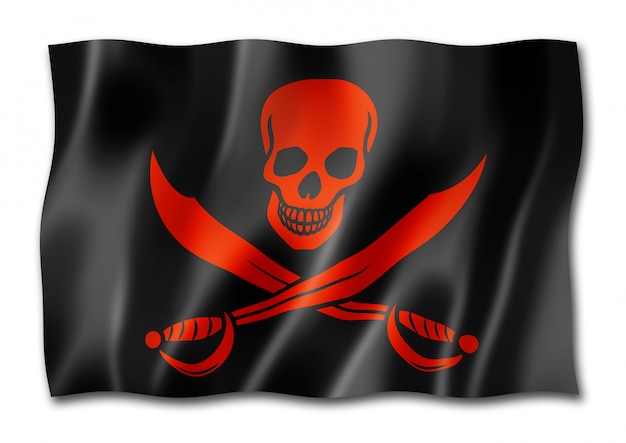 Bandiera pirata, Jolly Roger isolato su bianco