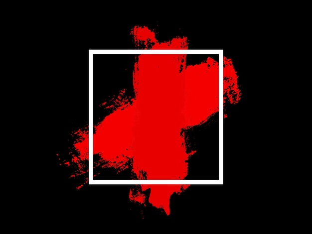 Bandiera. quadrato bianco con tocco rosso isolato su sfondo nero. Foto di alta qualità