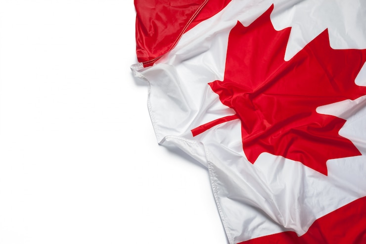 Foto bandiera sventolante del canada