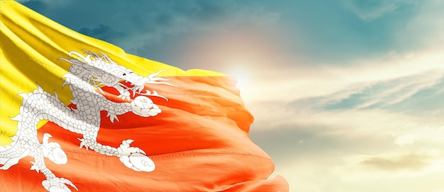bandiera sventolante nazionale del bhutan