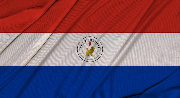 Bandiera sventolante strutturata 3d realistica del Paraguay