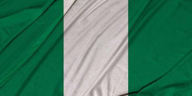 Bandiera sventolante strutturata 3d realistica della Nigeria