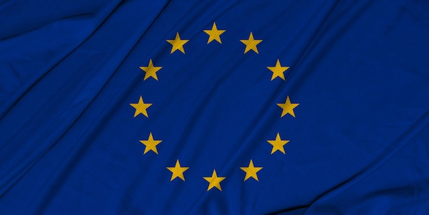 Bandiera sventolante testurizzata dell'Unione europea 3d