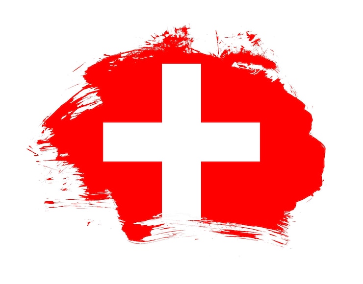 Foto bandiera svizzera dipinta su sfondo minimo di pennellata