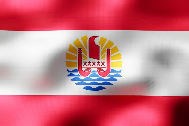 Bandiera tessile della Polinesia francese illustrazione 3d