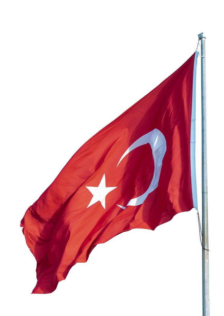 Bandiera turca Bandiera nazionale della Turchia Bandiera Turca isolata su sfondo bianco