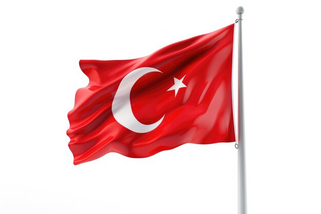 Bandiera turca su sfondo bianco isolato
