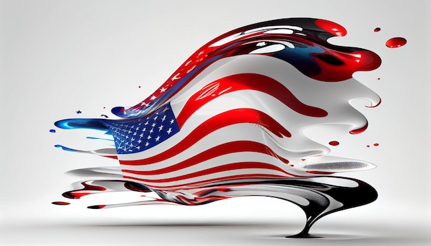 Bandiera USA in una bella forma astratta su sfondo bianco Concetto Feste nazionali