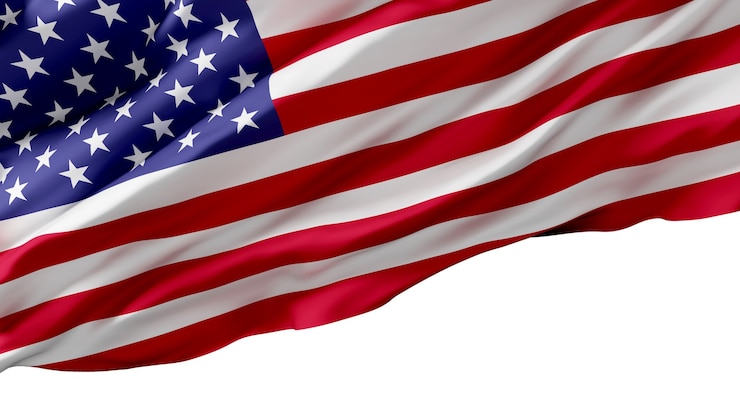 Foto bandiera usa su sfondo bianco design
