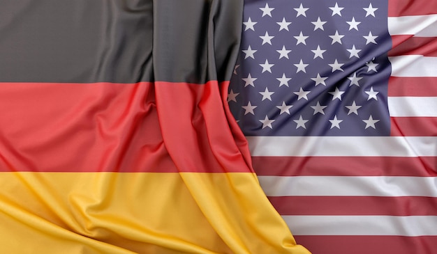 Bandiere arruffate di Germania e USA Rendering 3D