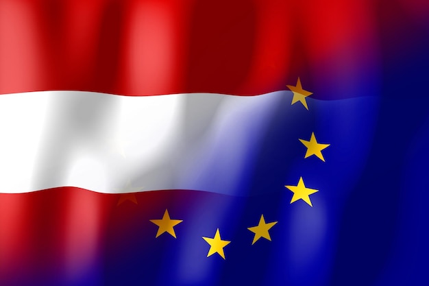 Bandiere dell'Austria e dell'Unione europea