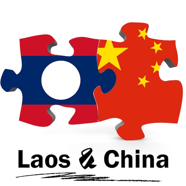 Bandiere della Cina e del Laos nel puzzle