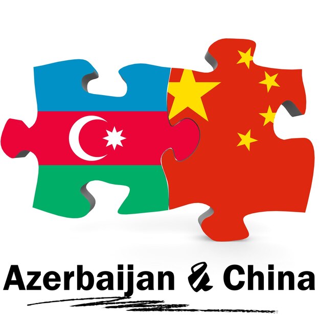 Bandiere della Cina e dell'Azerbaigian nel puzzle