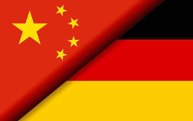 Bandiere della Cina e della Germania divise in diagonale