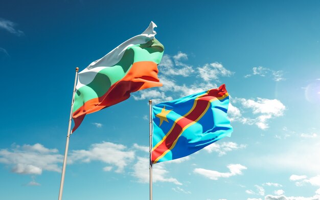 Bandiere della Repubblica Democratica del Congo e della Bulgaria. Grafica 3D