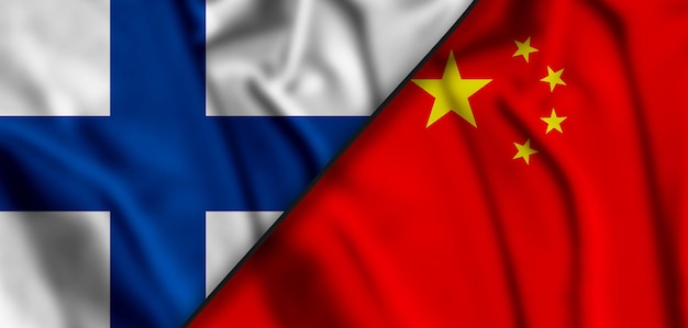 Bandiere di Cina e Finlandia Trattative e firma di un accordo internazionale