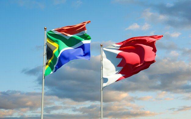Bandiere di SAR africano e Bahrain. Grafica 3D