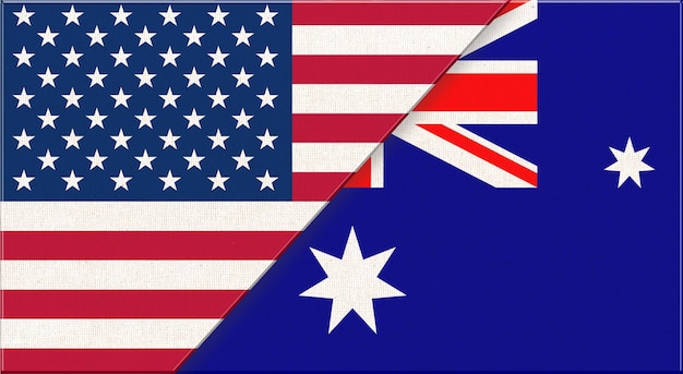 Bandiere di Stati Uniti e Australia Relazioni tra Stati Uniti e Australia Concetto politico