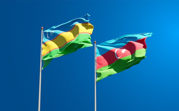 bandiere di stato nazionali del Karakalpakstan e dell'Azerbaigian insieme