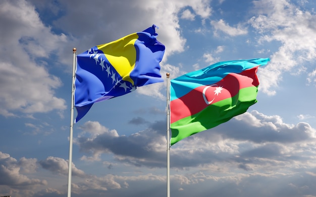 bandiere di stato nazionali dell'Azerbaigian e della Bosnia-Erzegovina