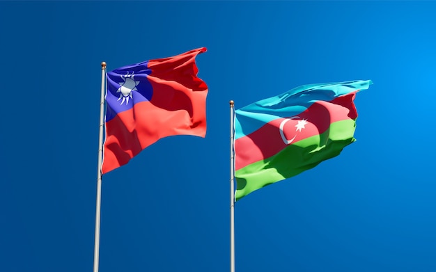 bandiere di stato nazionali dell'Azerbaigian e di Taiwan