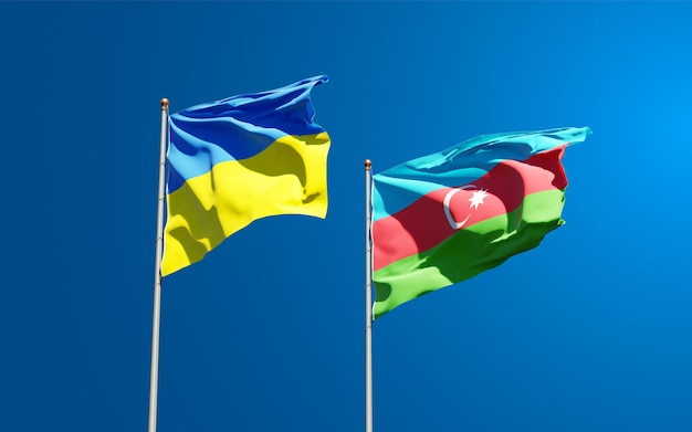 bandiere di stato nazionali di Ucraina e Azerbaigian insieme