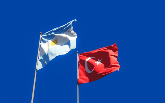 Bandiere di Turchia e Argentina. Grafica 3D